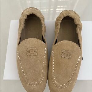 Celine Beige Suede Loafers